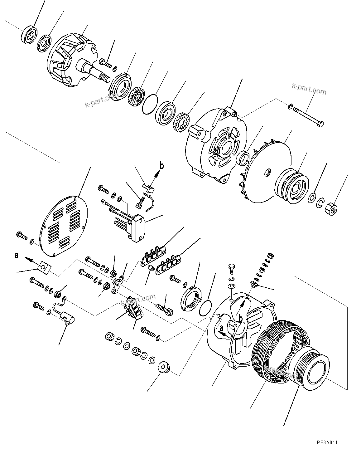 Komatsu parts book diagram for SAA6D125E-5ER S/N 579001-UP (For WA480-6R): ALTERNATOR, INNER PARTS (75AMP.)(#579001-)