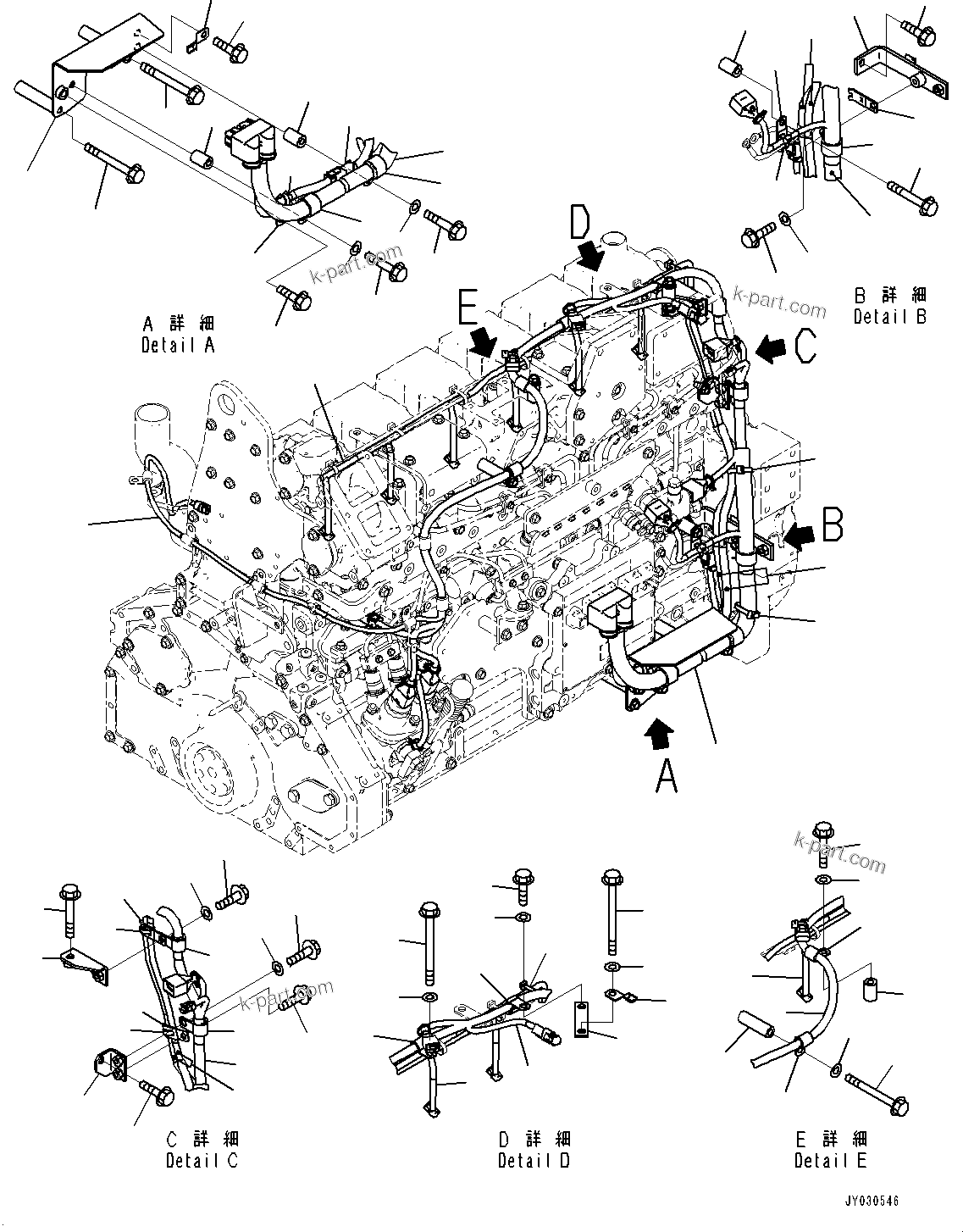 Komatsu parts book diagram for SAA6D125E-5ER S/N 579001-UP (For WA480-6R): WIRING HARNESS, ENGINE WIRING HARNESS (FOR COOLANT FILTER)(#579001-)