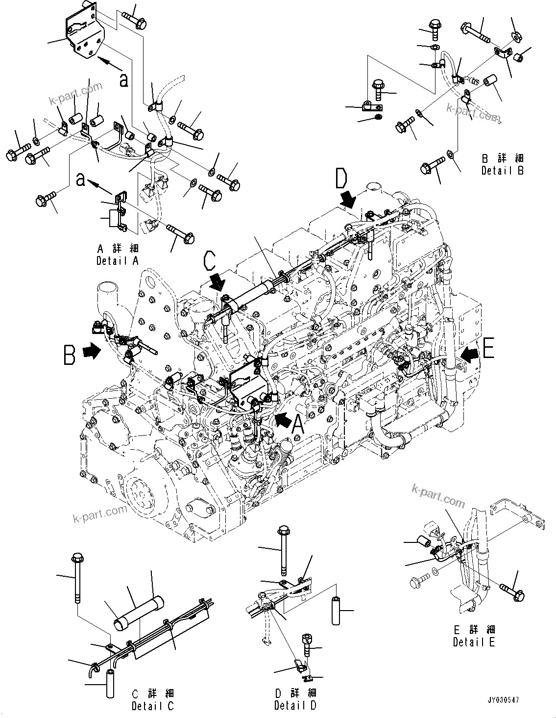 Komatsu parts book diagram for SAA6D125E-5ER S/N 579001-UP (For WA480-6R): WIRING HARNESS, WIRING HARNESS SUPPORT (FOR COOLANT FILTER)(#579001-)