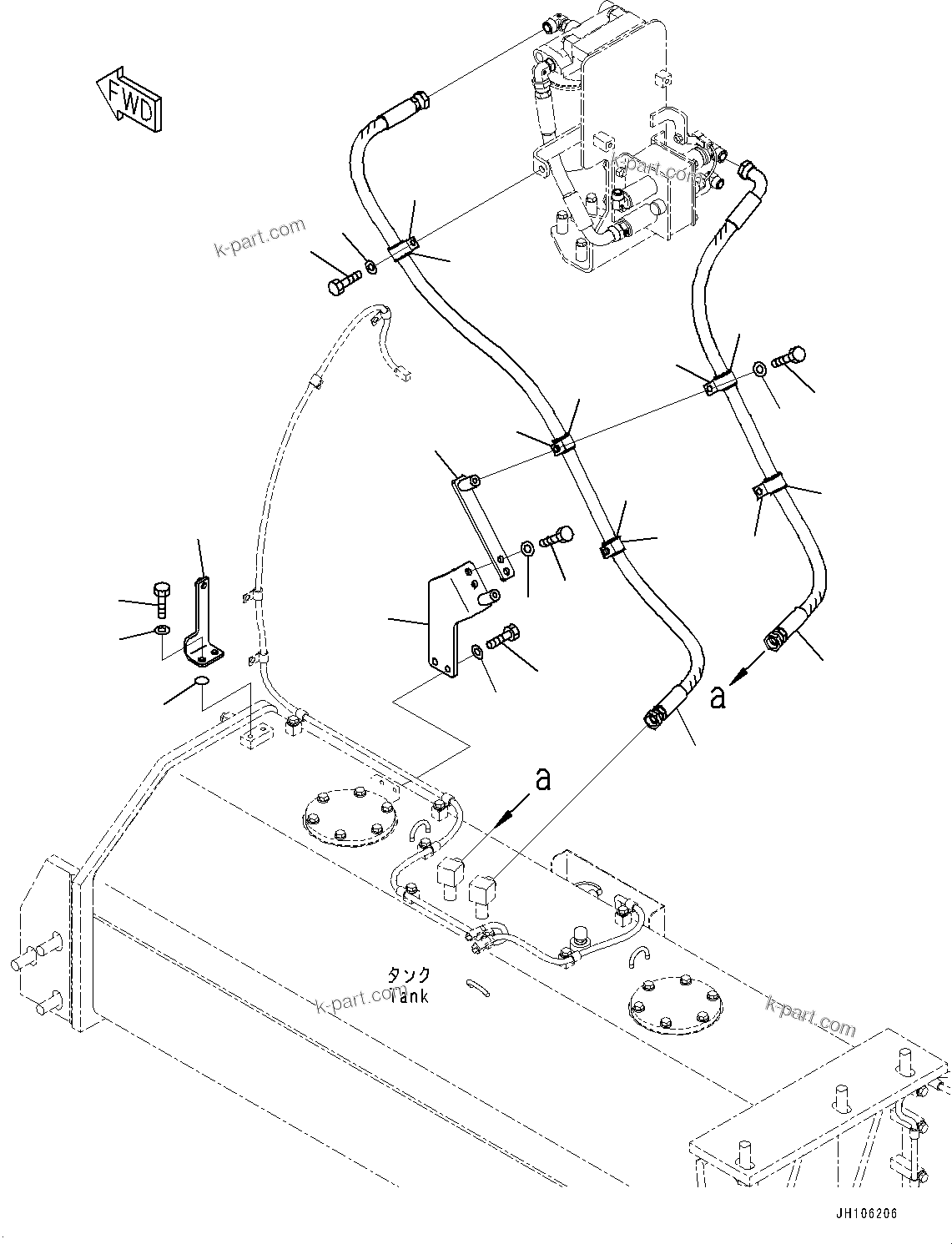 Komatsu parts book diagram for PC3400-11M0 S/N 36301-UP: ENGINE OIL PAN AND HYDRAULIC TANK OIL HEATER UNIT, SUB-TANK (3/3)(#36301-)