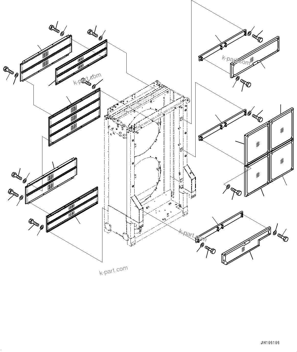 Komatsu parts book diagram for PC3400-11M0 S/N 36301-UP: OIL COOLER, FAN GUARD(#36301-)