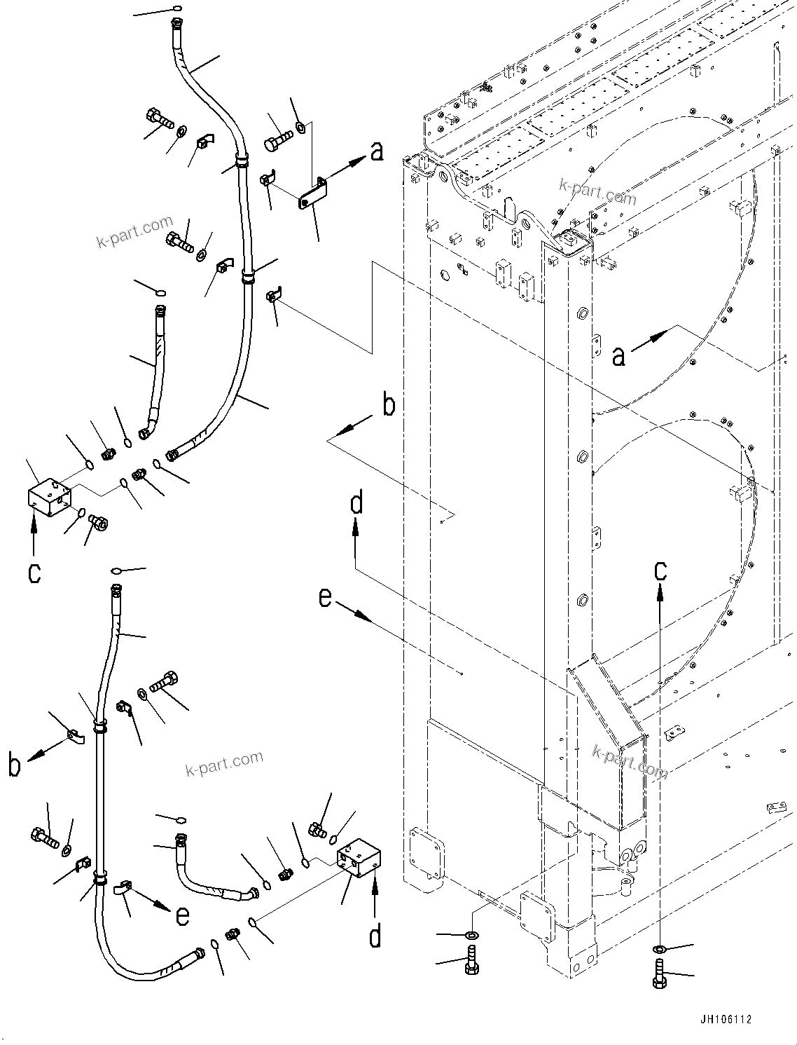 Komatsu parts book diagram for PC3400-11M0 S/N 36301-UP: OIL COOLER, FAN PIPING (1/2)(#36301-)