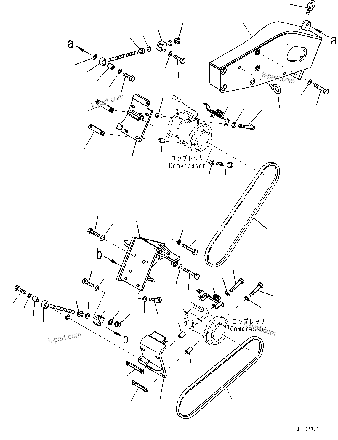 Komatsu parts book diagram for PC3400-11M0 S/N 36301-UP: AIR CONDITIONER RELATED PARTS, COMPRESSOR RELATED PARTS(#36301-)