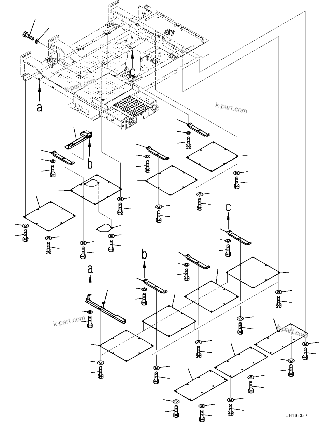 Komatsu parts book diagram for PC3400-11M0 S/N 36301-UP: UNDER COVER, COVER (1/3)(#36301-)
