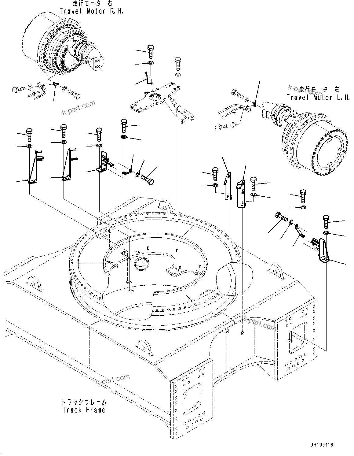 Komatsu parts book diagram for PC3400-11M0 S/N 36301-UP: TRAVEL PIPING, BRACKET(#36301-)