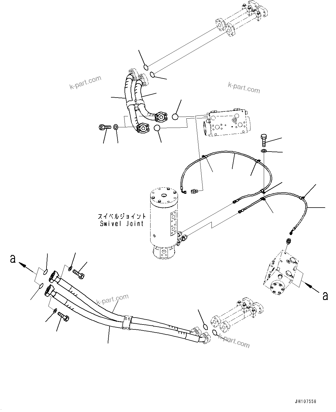 Komatsu parts book diagram for PC3400-11M0 S/N 36301-UP: TRAVEL PIPING, HOSE (FOR TRAVEL MOTOR FULL COVER)(#36301-)
