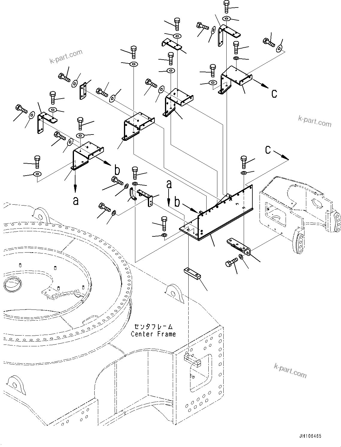 Komatsu parts book diagram for PC3400-11M0 S/N 36301-UP: TRAVEL MOTOR COVER, PIPING COVER, L.H. (FULL COVER)(#36301-)