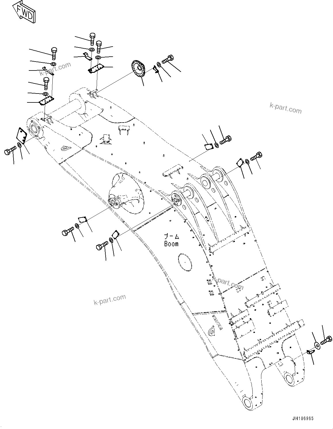 Komatsu parts book diagram for PC3400-11M0 S/N 36301-UP: BOOM, COVER (9000MM)(#36301-)