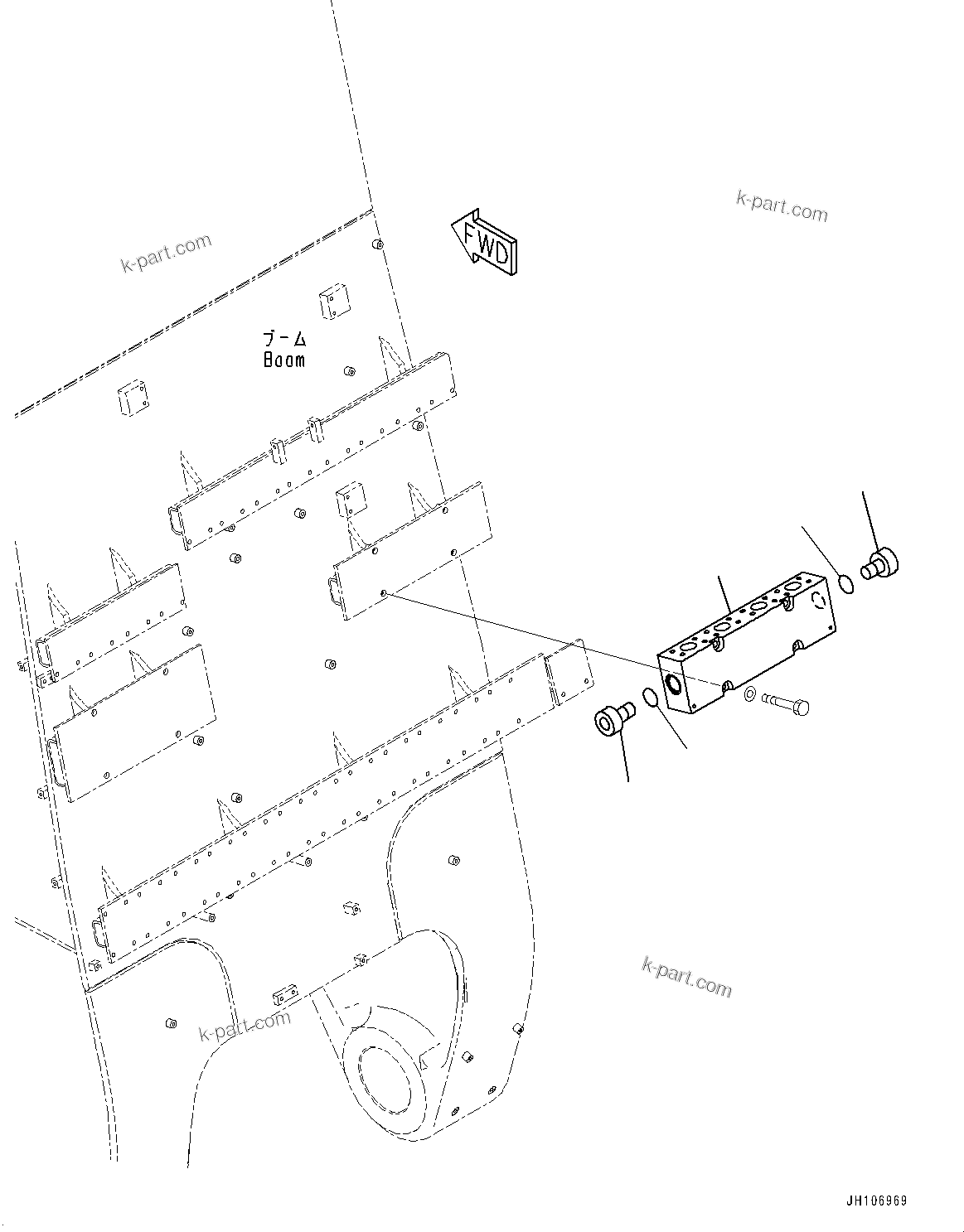Komatsu parts book diagram for PC3400-11M0 S/N 36301-UP: BOOM, BLOCK (9000MM)(#36301-)