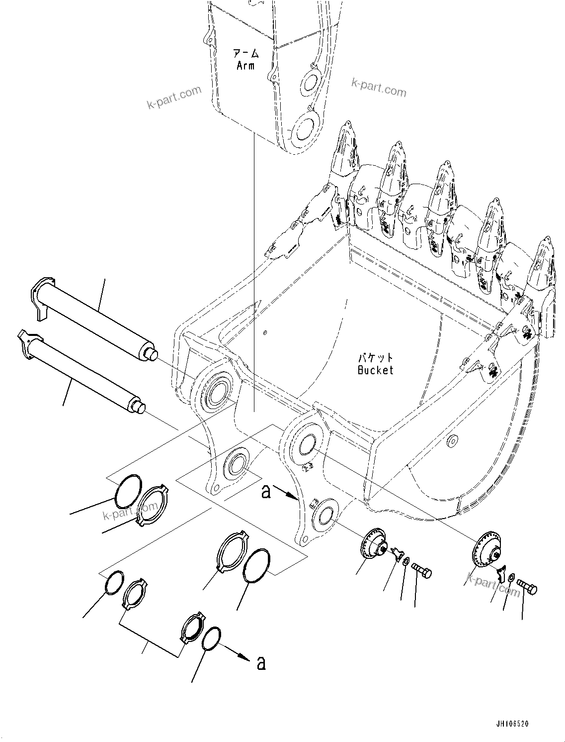 Komatsu parts book diagram for PC3400-11M0 S/N 36301-UP: BUCKET PIN, PIN(#36301-)
