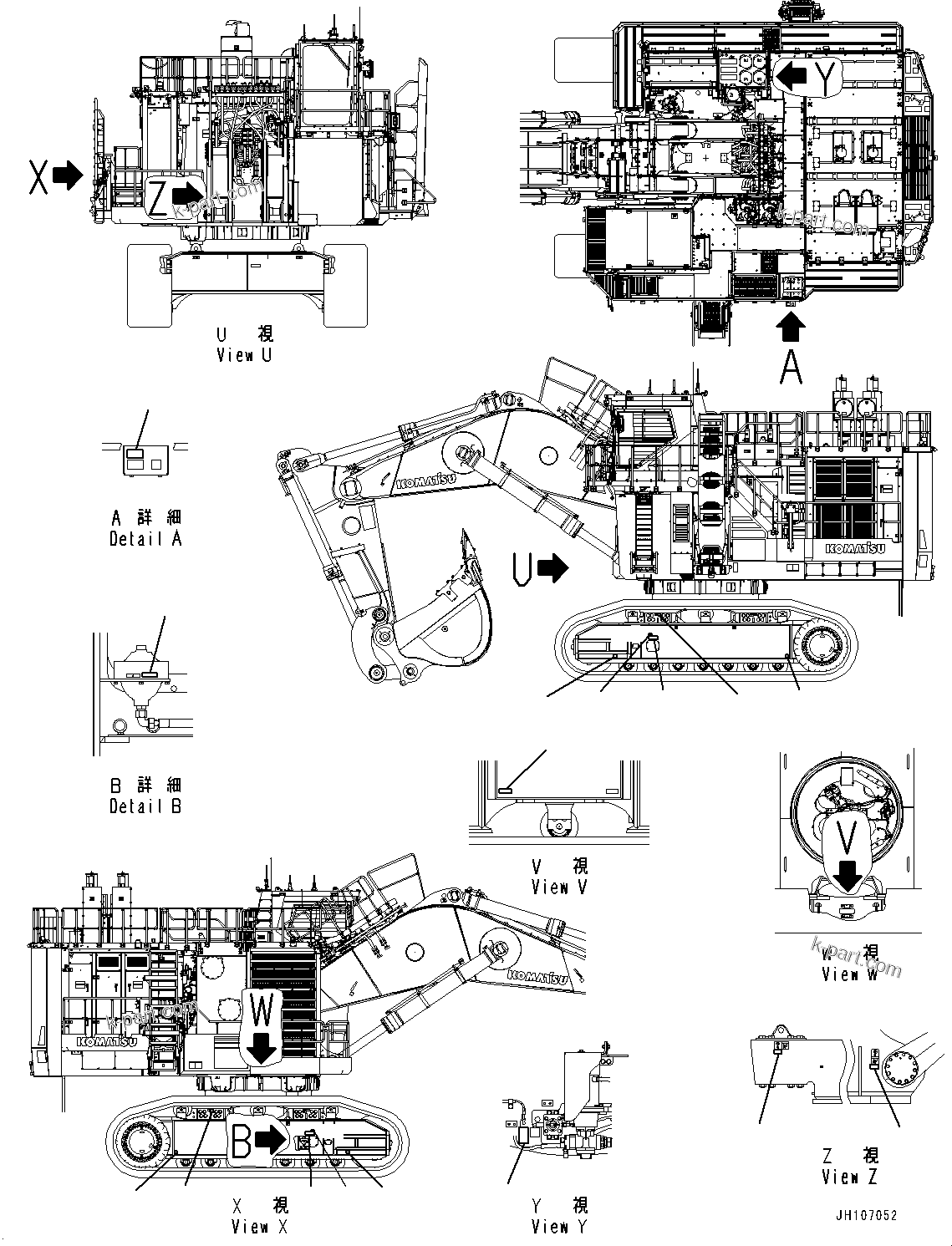 Komatsu parts book diagram for PC3400-11M0 S/N 36301-UP: MARKS AND PLATES, MARK AND PLATE (3/4)(#36301-)