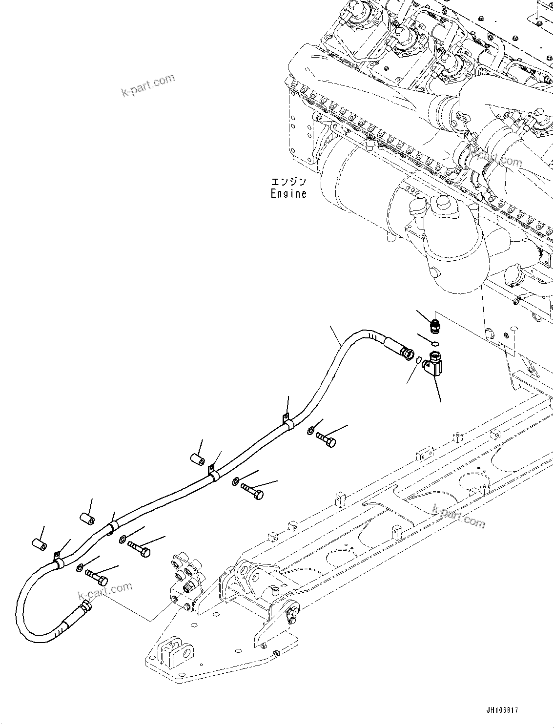 Komatsu parts book diagram for PC3400-11M0 S/N 36301-UP: SERVICE CENTER, ENGINE OIL PIPING(#36301-)