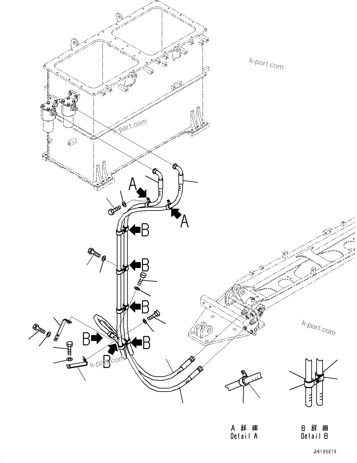 Komatsu parts book diagram for PC3400-11M0 S/N 36301-UP: SERVICE CENTER, GREASE PIPING(#36301-)