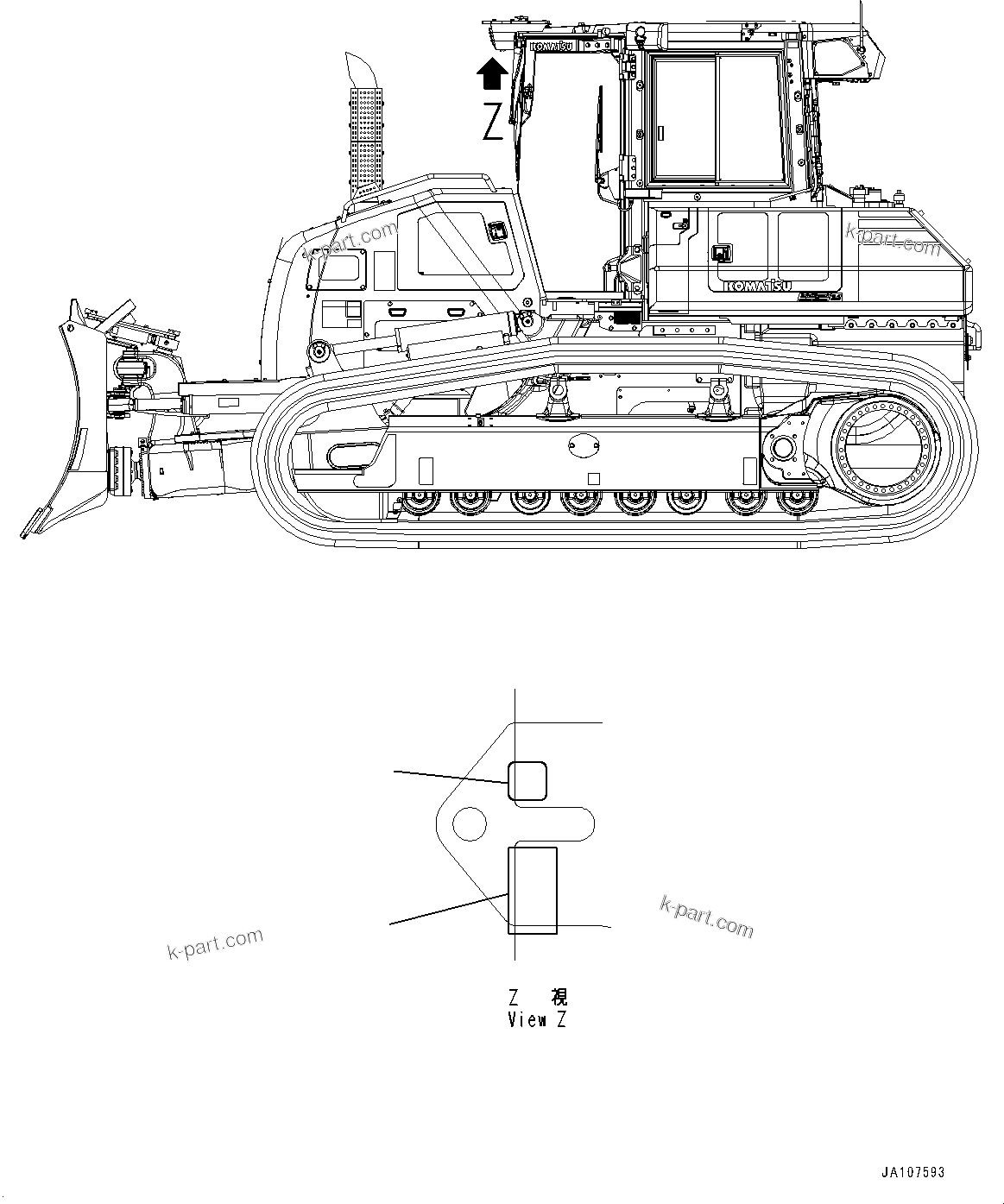 Komatsu parts book diagram for D71EX-24E0 S/N 70002-UP: PLATE, TIE-OFF, (#70002-)