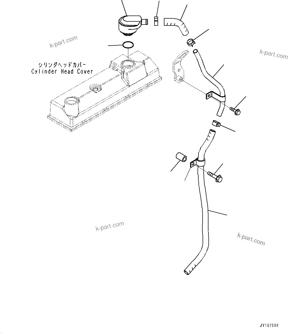 Komatsu parts book diagram for SAA4D95LE-5 S/N 0-UP (For PC130-10M0): BREATHER, (#577757-)