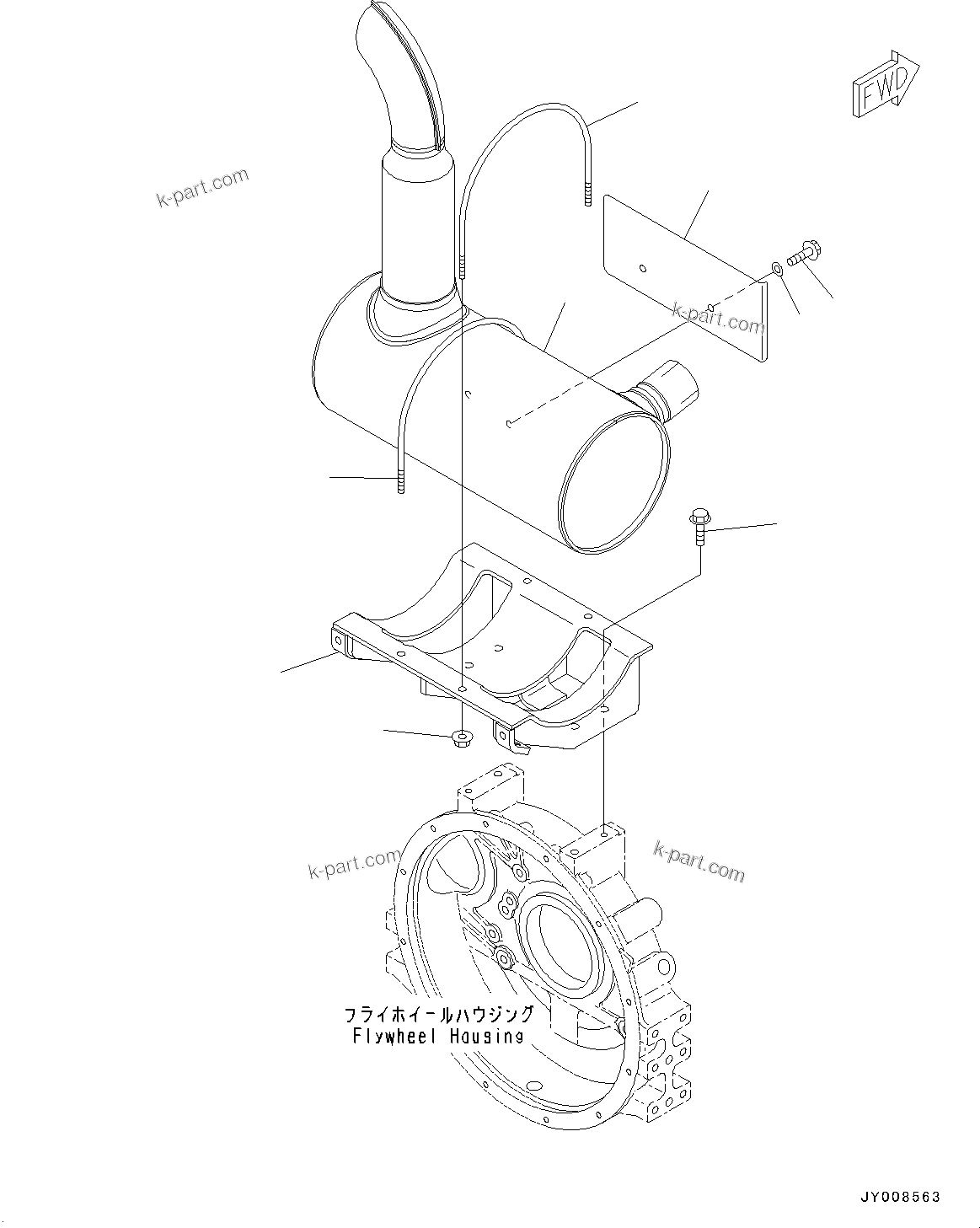 Komatsu parts book diagram for SAA4D95LE-5 S/N 0-UP (For PC130-10M0): EXHAUST MUFFLER, (#577757-)