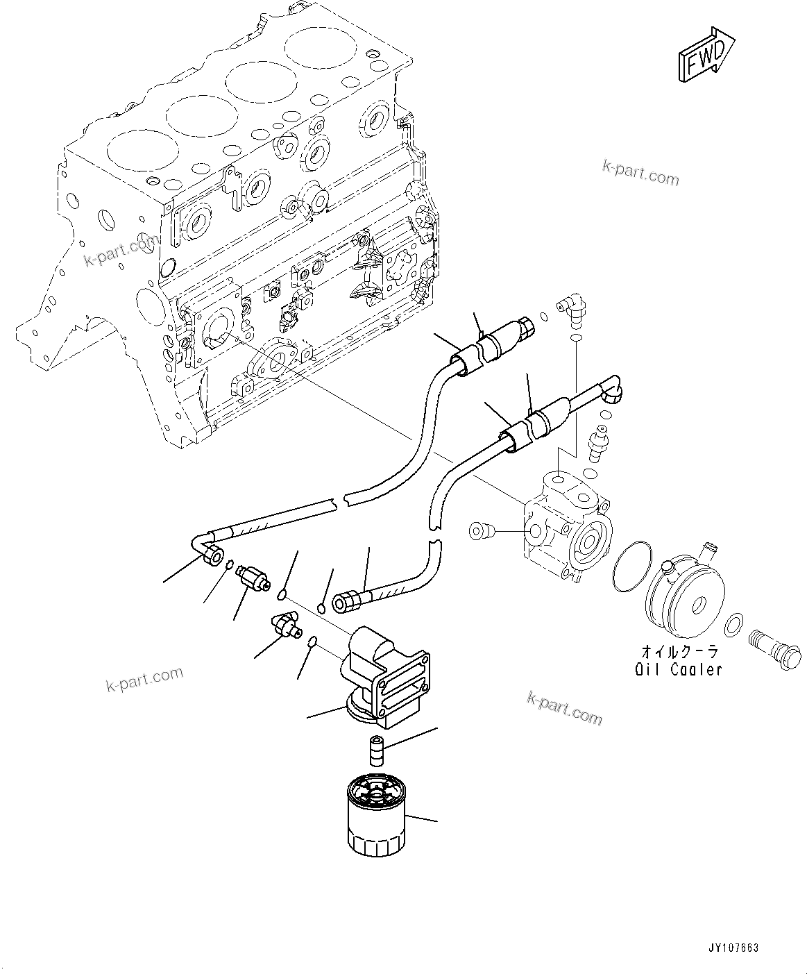 Komatsu parts book diagram for SAA4D95LE-5 S/N 0-UP (For PC130-10M0): ENGINE OIL FILTER, (#577757-)