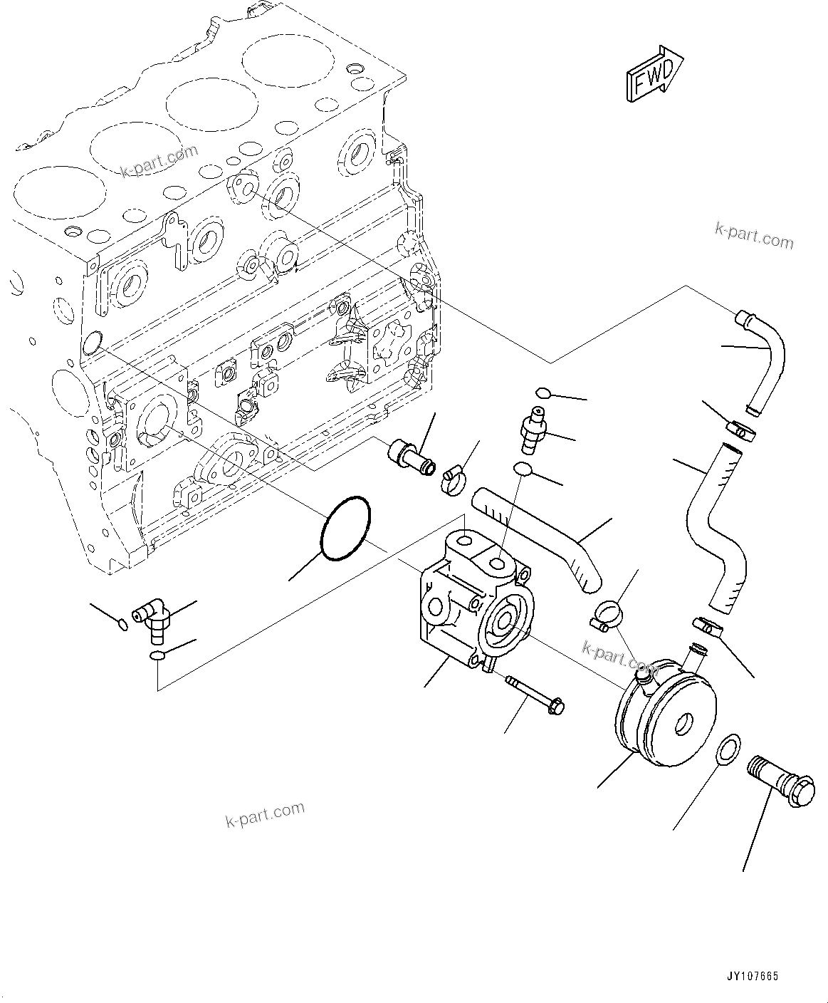 Komatsu parts book diagram for SAA4D95LE-5 S/N 0-UP (For PC130-10M0): ENGINE OIL COOLER, (#577757-)