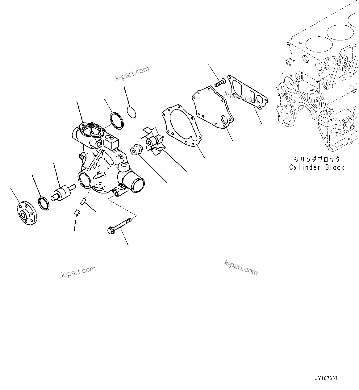 Komatsu parts book diagram for SAA4D95LE-5 S/N 0-UP (For PC130-10M0): WATER PUMP, (#577757-)