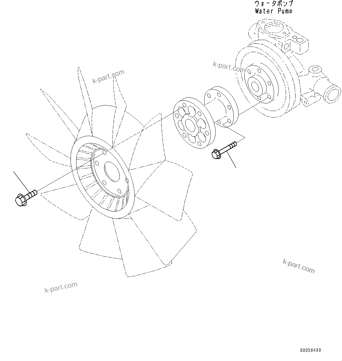 Komatsu parts book diagram for SAA4D95LE-5 S/N 0-UP (For PC130-10M0): COOLING FAN MOUNTING, (#577757-)