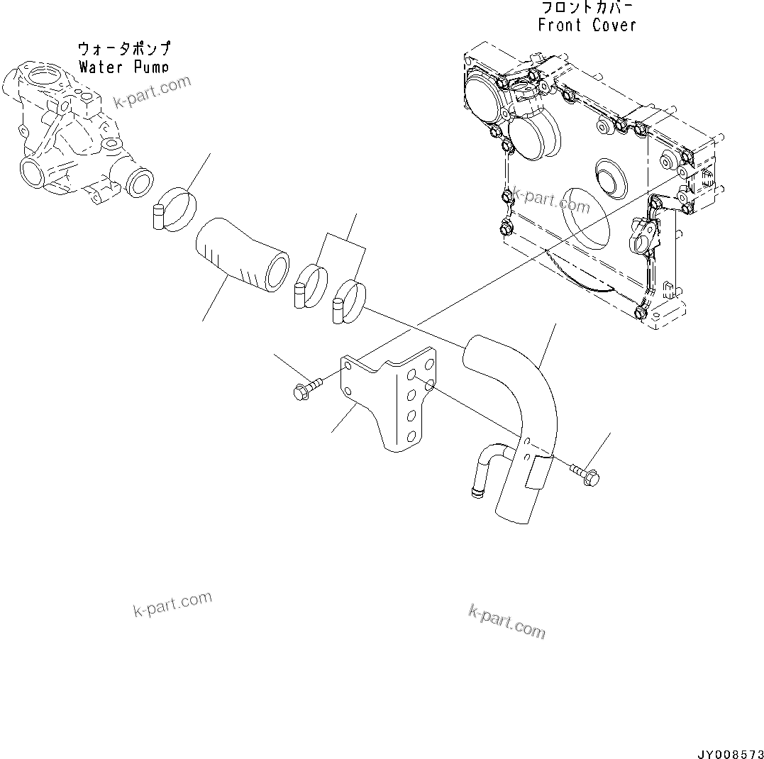 Komatsu parts book diagram for SAA4D95LE-5 S/N 0-UP (For PC130-10M0): WATER PIPING, (#577757-)