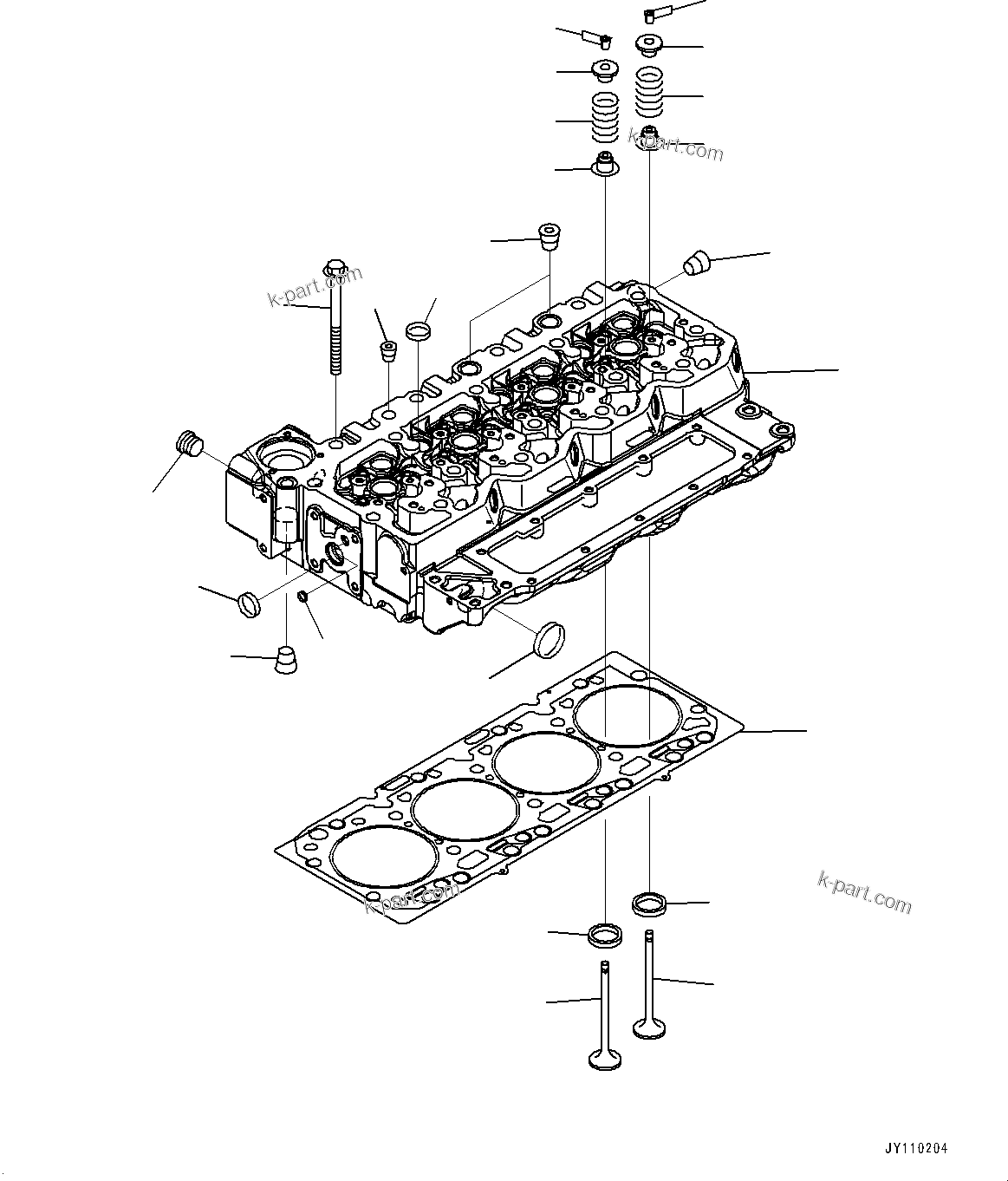 Komatsu parts book diagram for SAA4D107E-1 S/N 26739553-UP (For PC200-10M0): CYLINDER HEAD, (#26739553-)