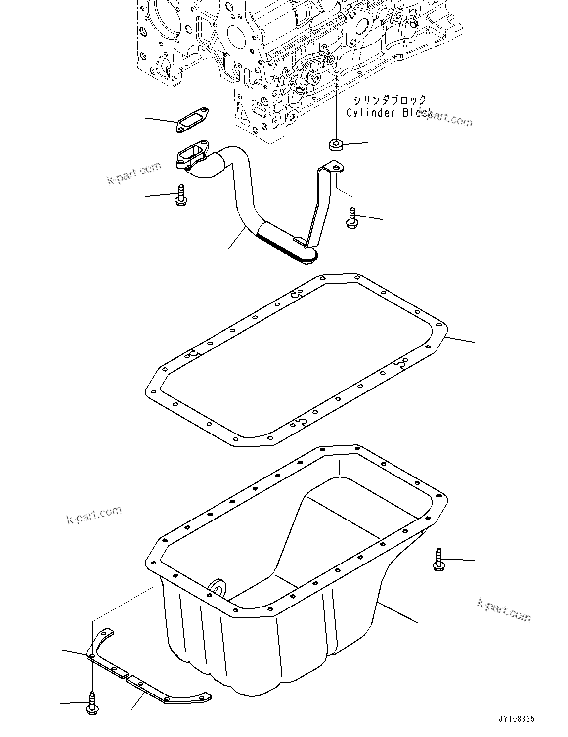 Komatsu parts book diagram for SAA4D107E-1 S/N 26739553-UP (For PC200-10M0): ENGINE OIL PAN, (#26739553-)