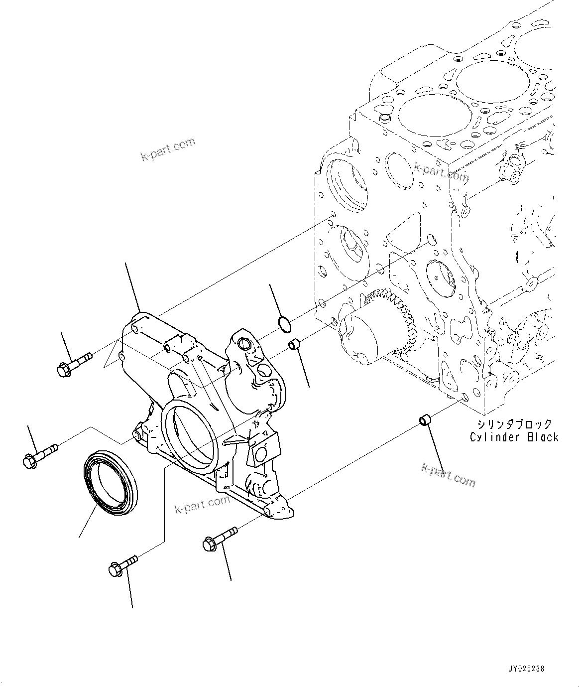 Komatsu parts book diagram for SAA4D107E-1 S/N 26739553-UP (For PC200-10M0): FRONT GEAR COVER, (#26739553-)