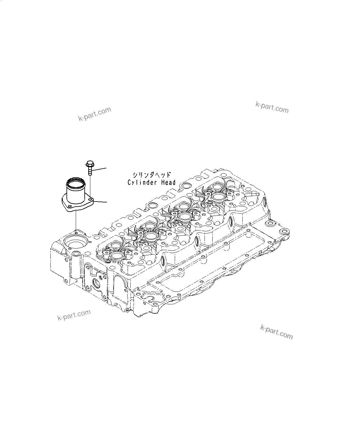 Komatsu parts book diagram for SAA4D107E-1 S/N 26739553-UP (For PC200-10M0): WATER OUTLET CONNECTOR, (#26739553-)