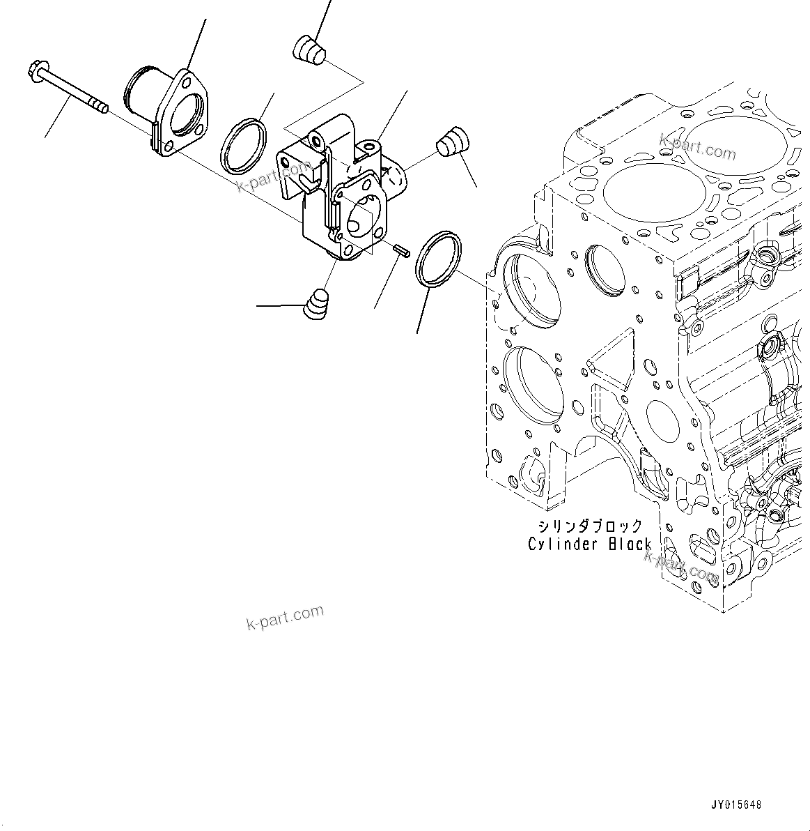 Komatsu parts book diagram for SAA4D107E-1 S/N 26739553-UP (For PC200-10M0): WATER INLET CONNECTOR, (#26739553-)