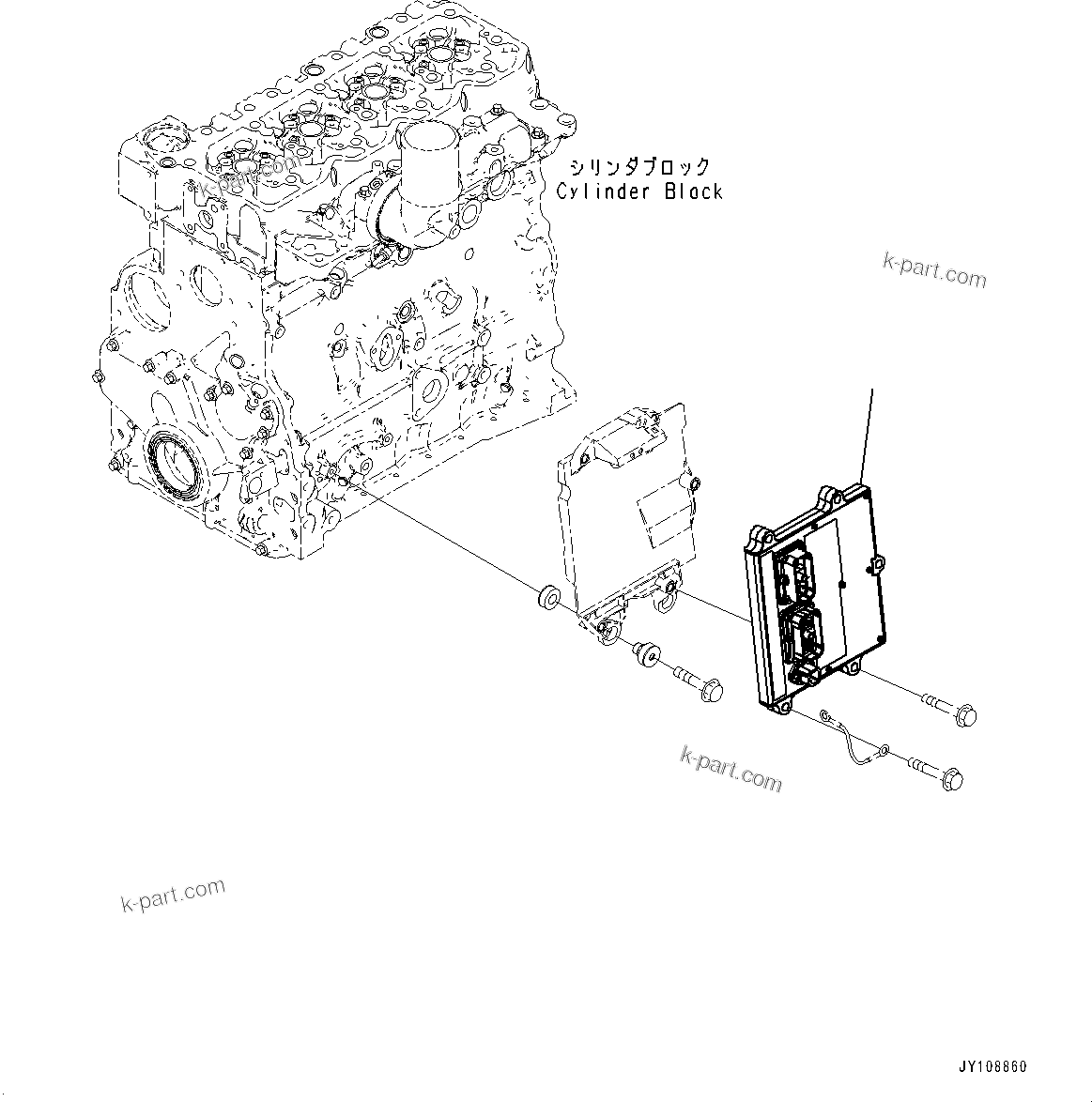 Komatsu parts book diagram for SAA4D107E-1 S/N 26739553-UP (For PC200-10M0): ENGINE CONTROLLER, (#26739553-)