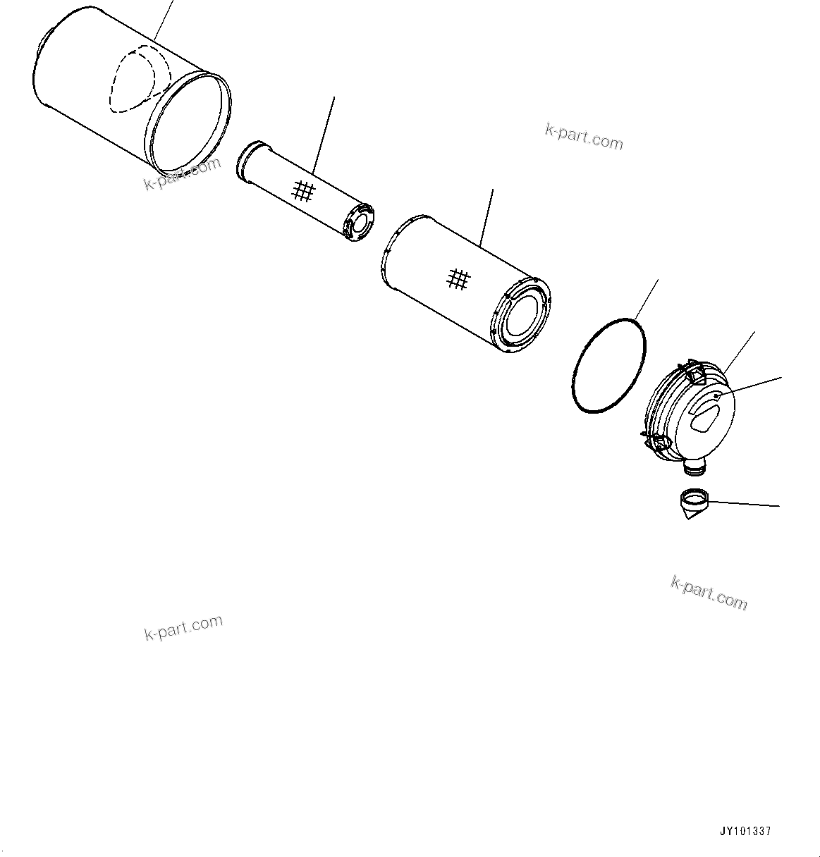 Komatsu parts book diagram for PC200LC-8M0 S/N C10001-UP: AIR INTAKE CONNECTOR, INNER PARTS, AIR CLEANER (AUTO AIR CONDITIONER)(#C10001-)