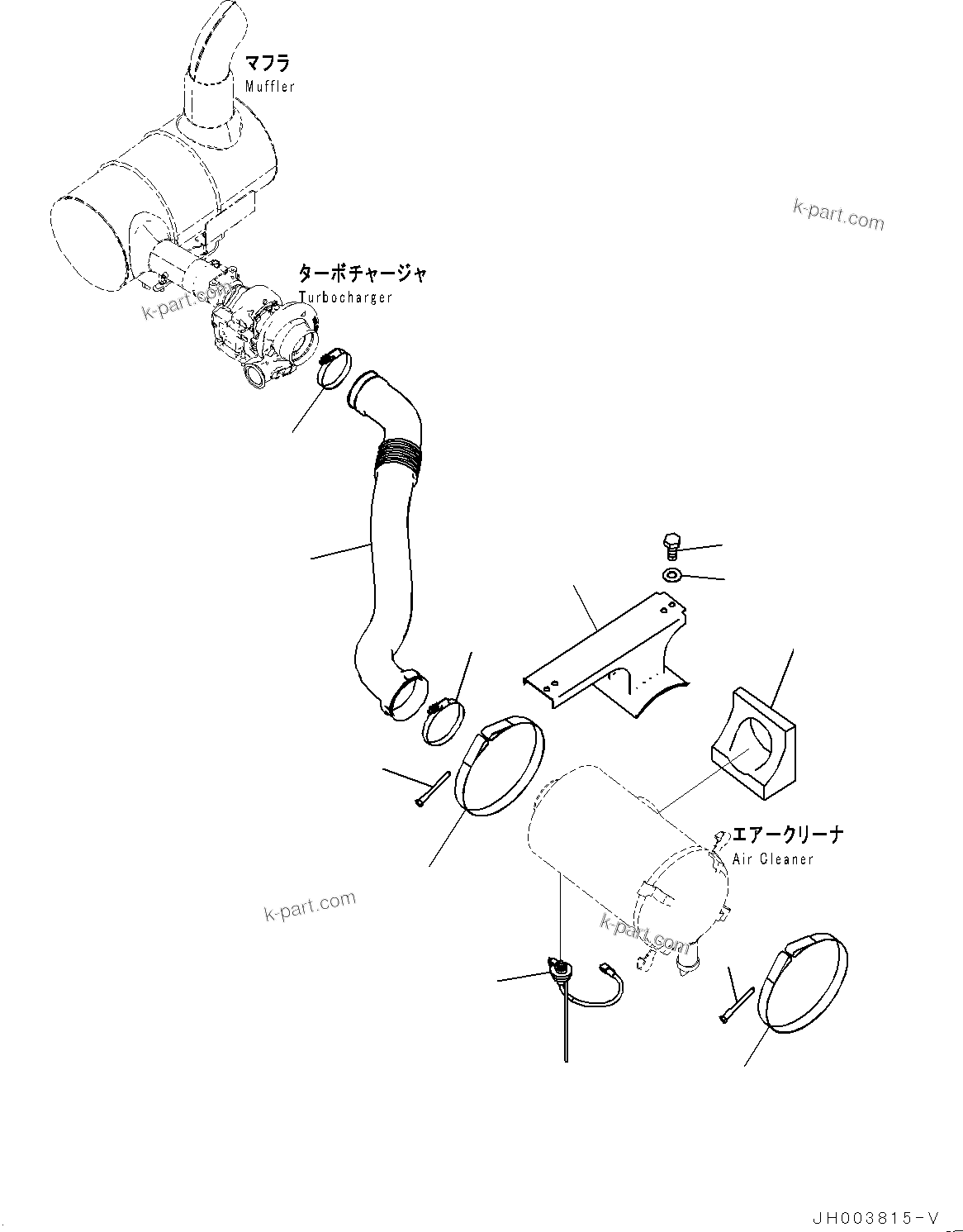 Komatsu parts book diagram for PC200LC-8M0 S/N C10001-UP: AIR INTAKE CONNECTOR, AIR CLEANER RELATED PARTS(#C10001-)