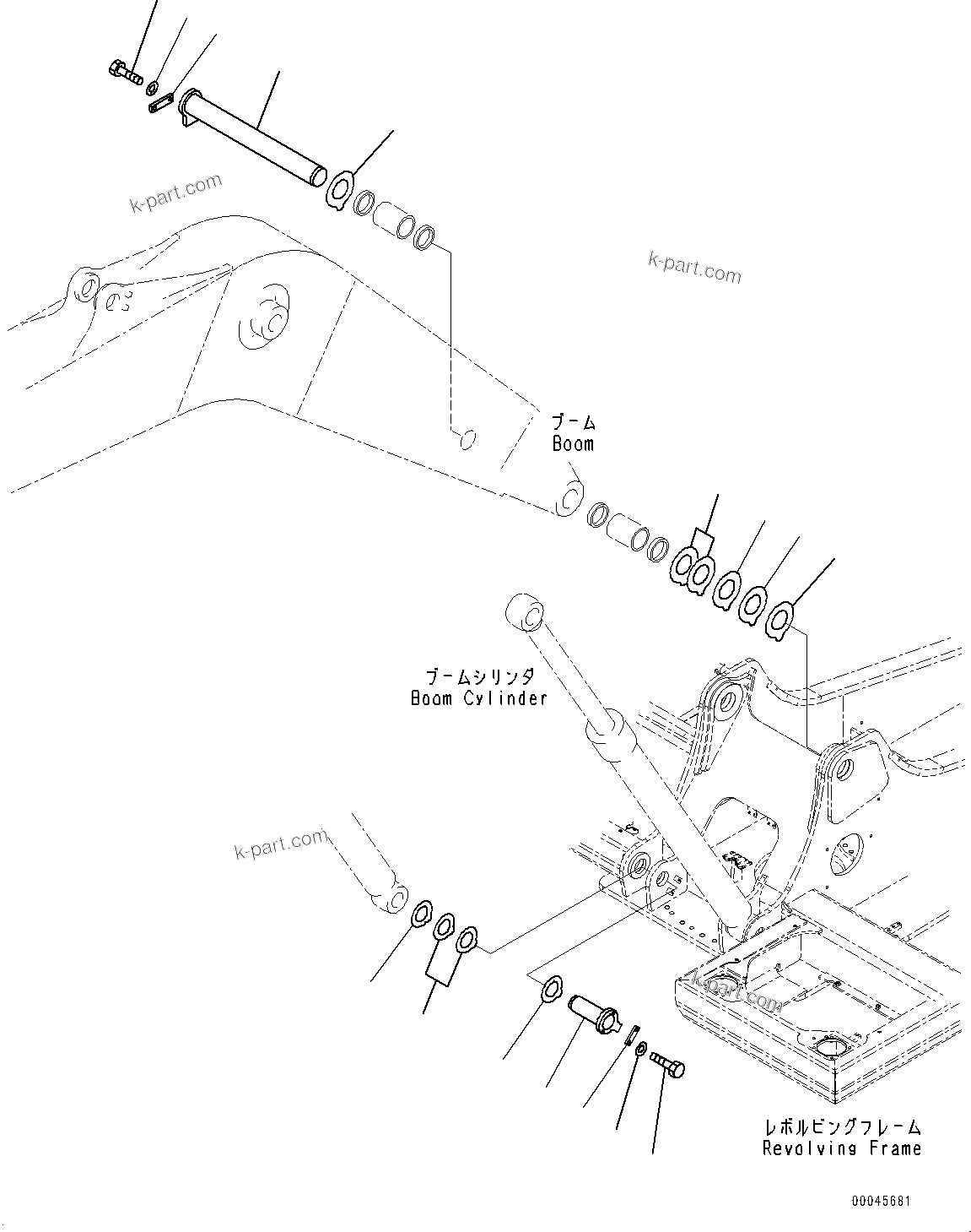 Komatsu parts book diagram for PC200LC-8M0 S/N C10001-UP: BOOM FOOT PIN, (#C10001-)