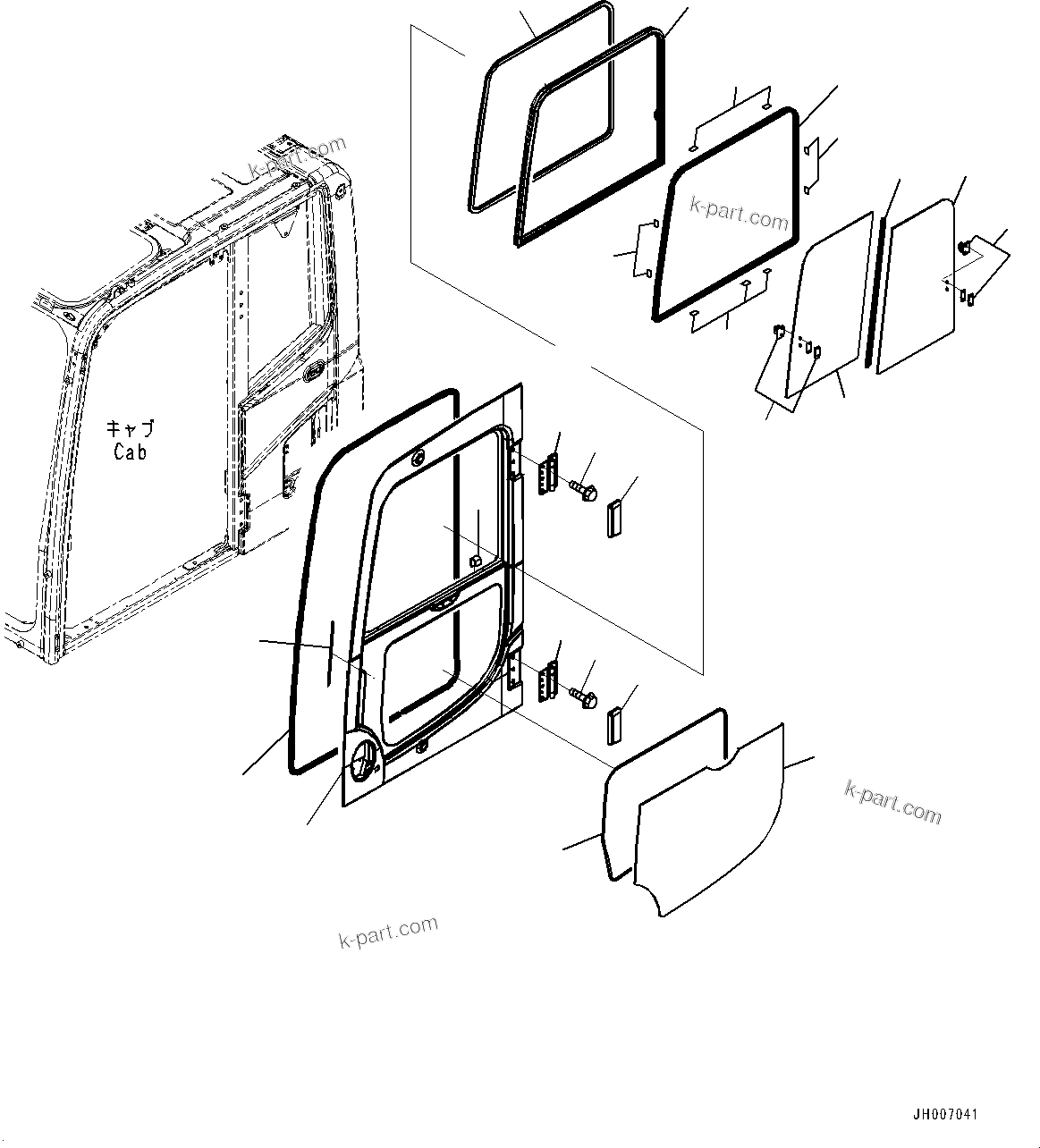 Komatsu parts book diagram for PC200LC-8M0 S/N C10001-UP: CAB, DOOR(#C13138-)