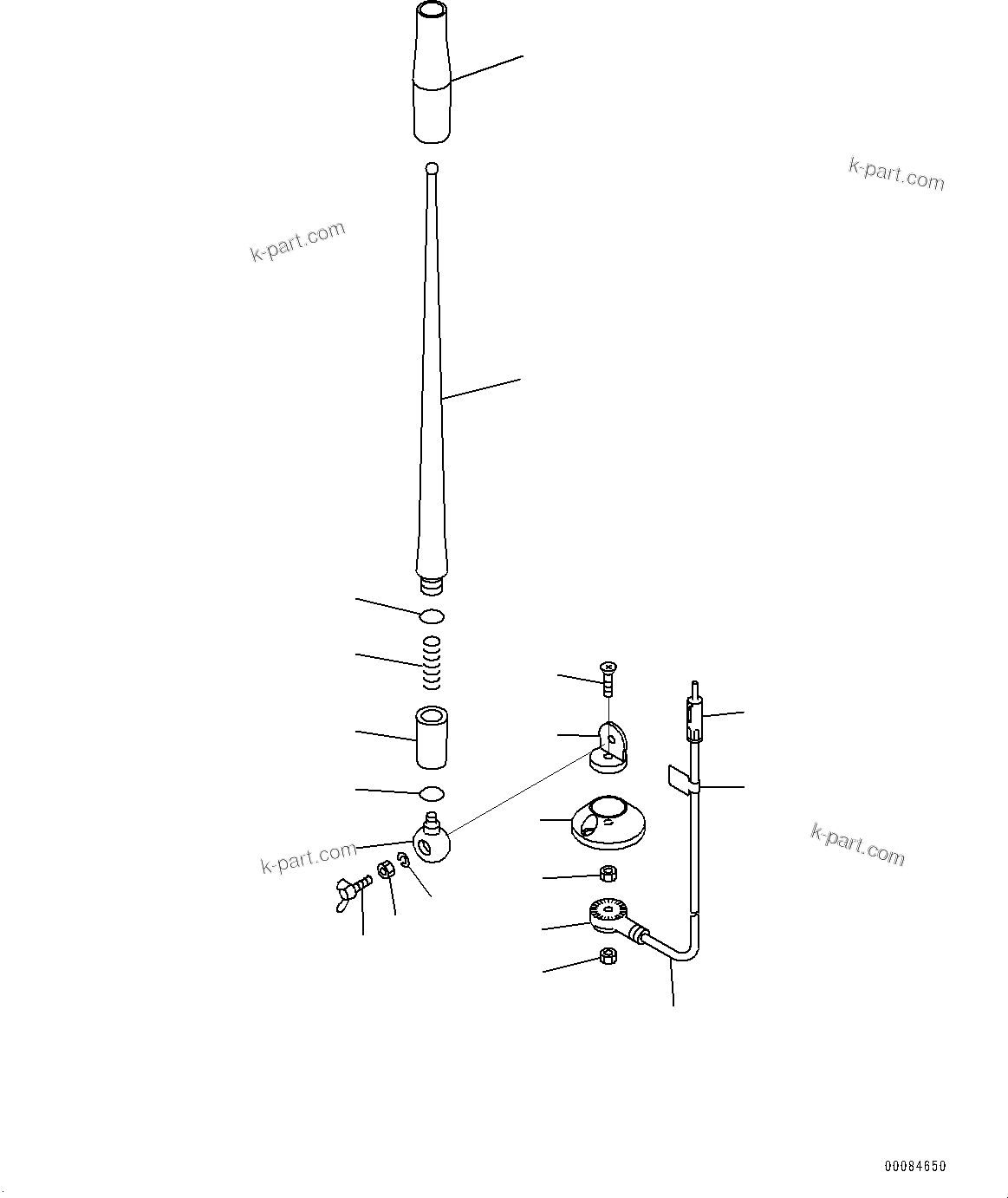 Komatsu parts book diagram for PC200LC-8M0 S/N C10001-UP: CAB, INNER PARTS, RUBBER ANTENNA(#C10001-C13137)