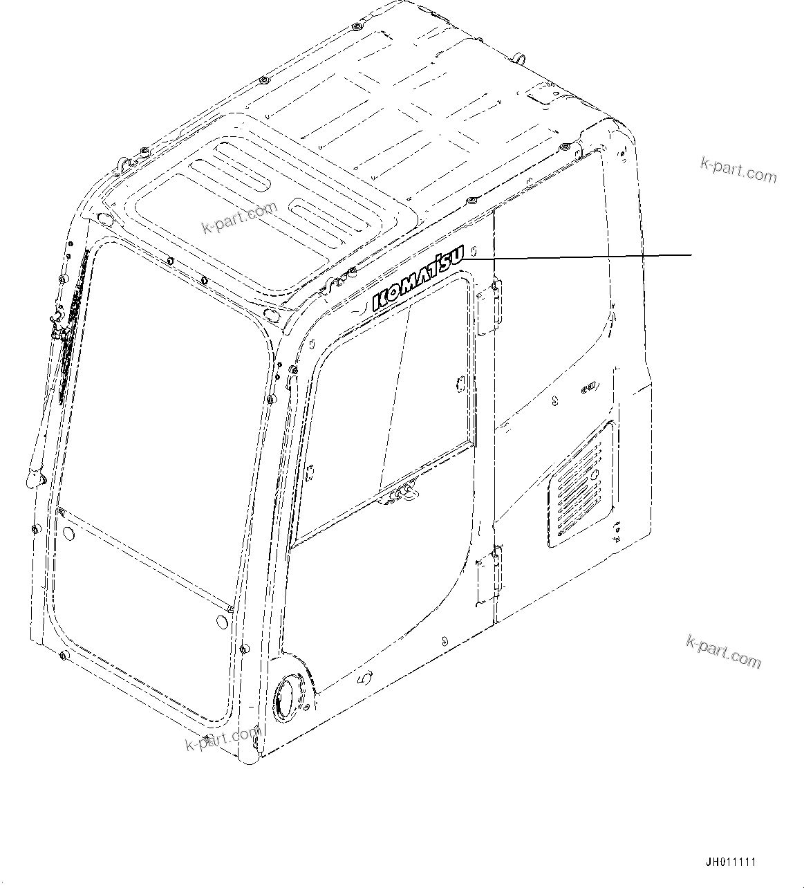Komatsu parts book diagram for PC200LC-8M0 S/N C10001-UP: CAB, KOMATSU MARK(#C13138-)