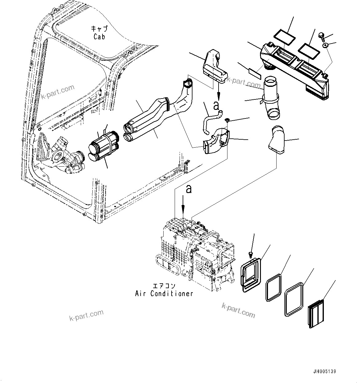Komatsu parts book diagram for PC200LC-8M0 S/N C10001-UP: CAB, CAB IN PARTS, AIR DUCT AND FRESH AIR FILTER (PANAMA SPEC.)(#C10001-)