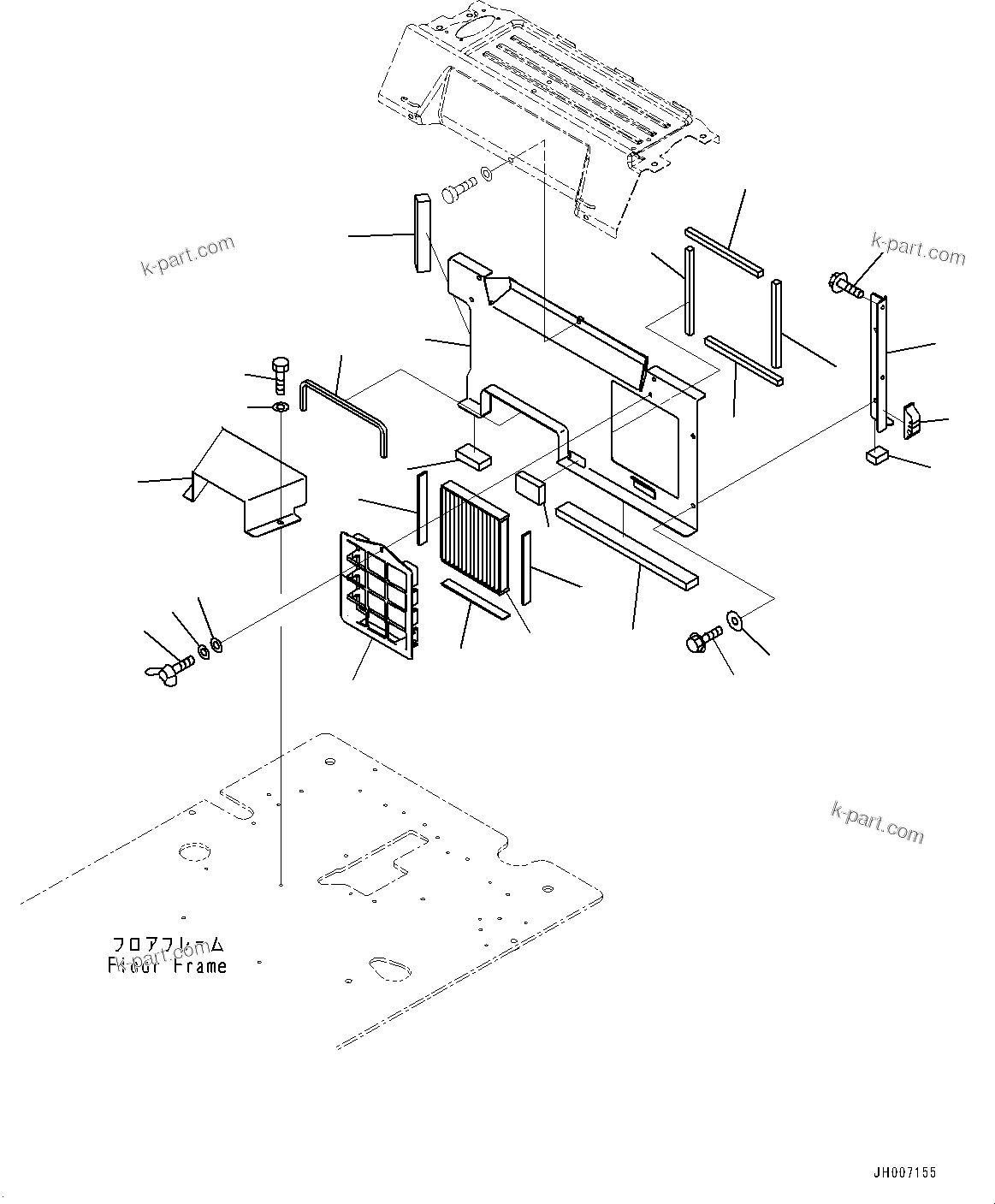 Komatsu parts book diagram for PC200LC-8M0 S/N C10001-UP: CAB, CAB IN PARTS, PARTITION AND RECIRCULATION AIR FILTER(#C10001-C10000)