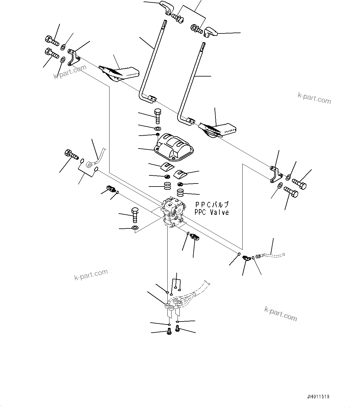 Komatsu parts book diagram for PC200LC-8M0 S/N C10001-UP: CAB, FLOOR, TRAVEL CONTROL LEVER(#C10001-)