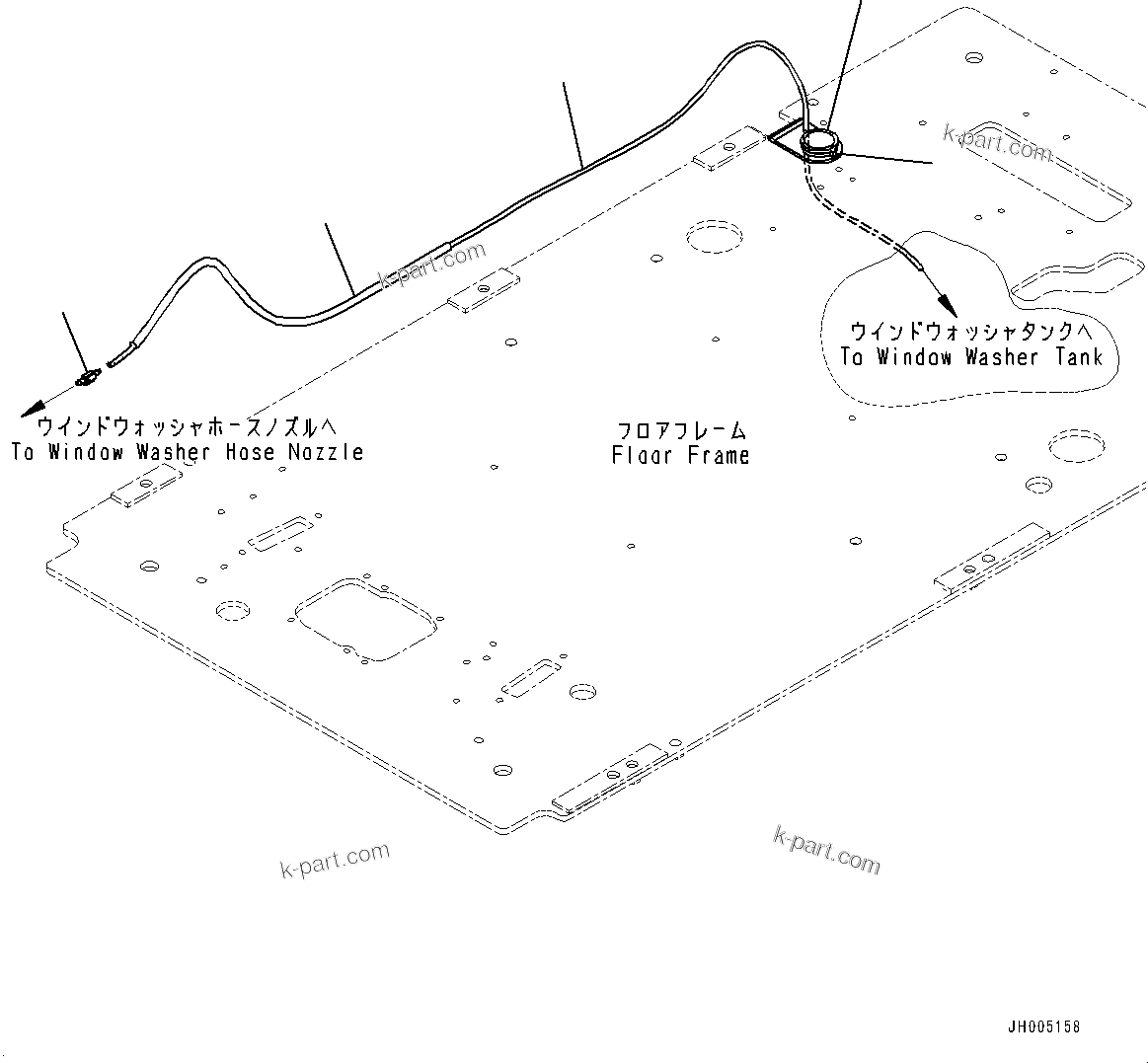 Komatsu parts book diagram for PC200LC-8M0 S/N C10001-UP: CAB, FLOOR, WINDOW WASHER HOSE(#C13138-)