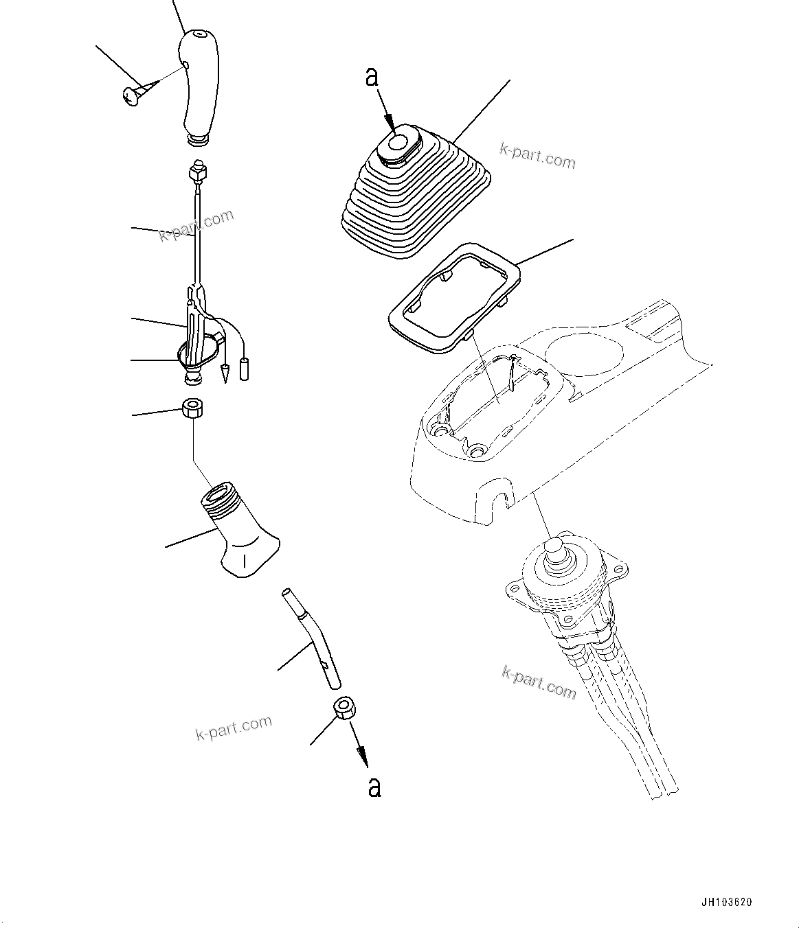 Komatsu parts book diagram for PC200LC-8M0 S/N C10001-UP: CAB, FLOOR, WORK EQUIPMENT CONTROL LEVER, L.H.(#C10001-)