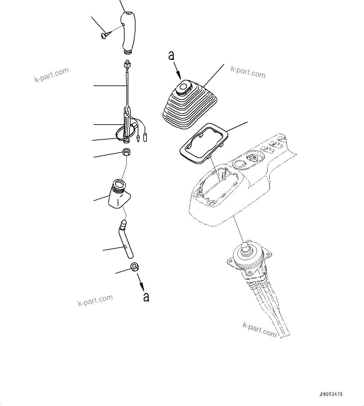 Komatsu parts book diagram for PC200LC-8M0 S/N C10001-UP: CAB, FLOOR, WORK EQUIPMENT CONTROL LEVER, R.H.(#C10001-)