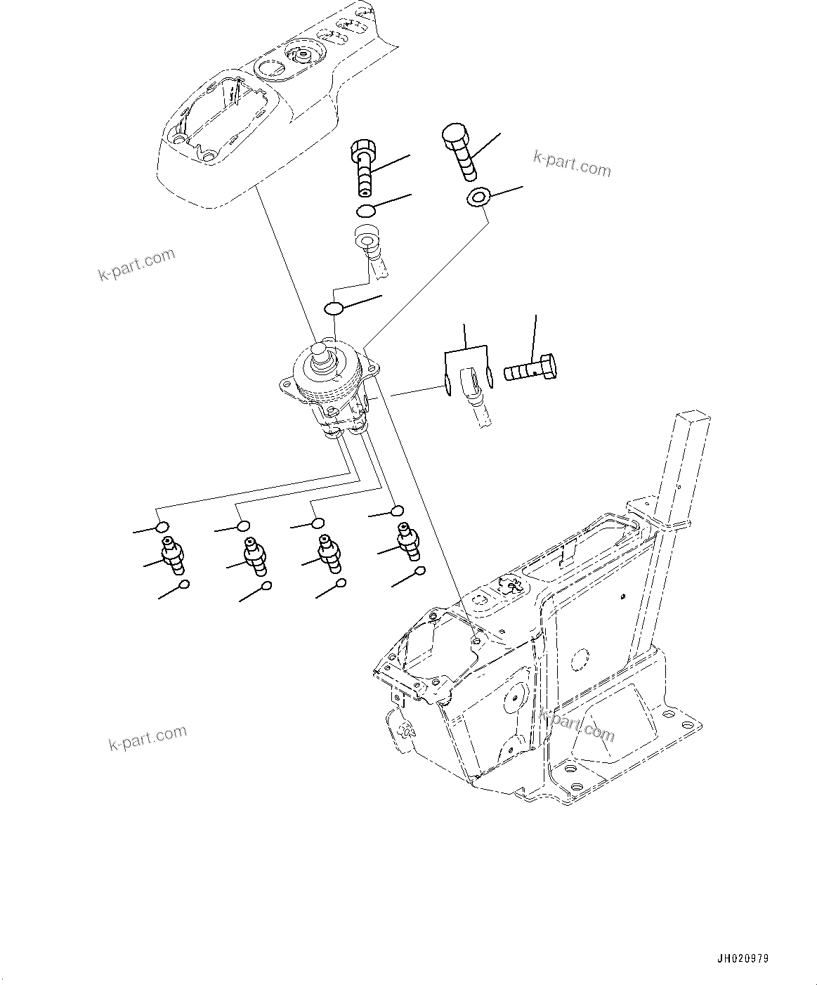 Komatsu parts book diagram for PC200LC-8M0 S/N C10001-UP: CAB, FLOOR, PPC VALVE MOUNTING FOR WORK EQUIPMENT, R.H.(#C10001-)