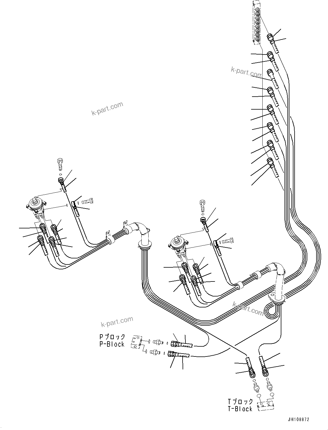 Komatsu parts book diagram for PC200LC-8M0 S/N C10001-UP: CAB, FLOOR, PPC VALVE PIPING FOR WORK EQUIPMENT(#C10001-)