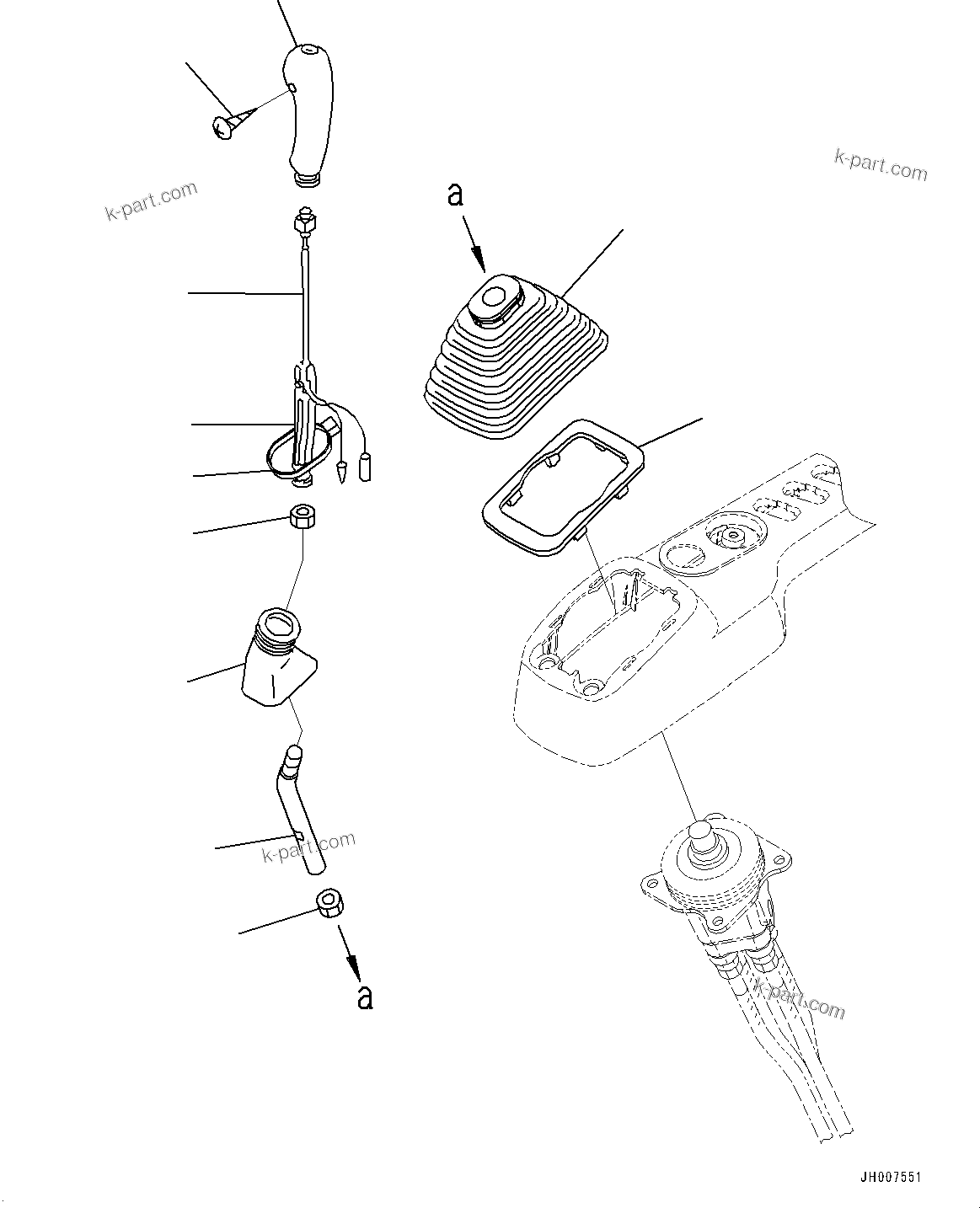 Komatsu parts book diagram for PC200LC-8M0 S/N C10001-UP: CAB, FLOOR, WORK EQUIPMENT CONTROL LEVER, R.H.(#C13138-)