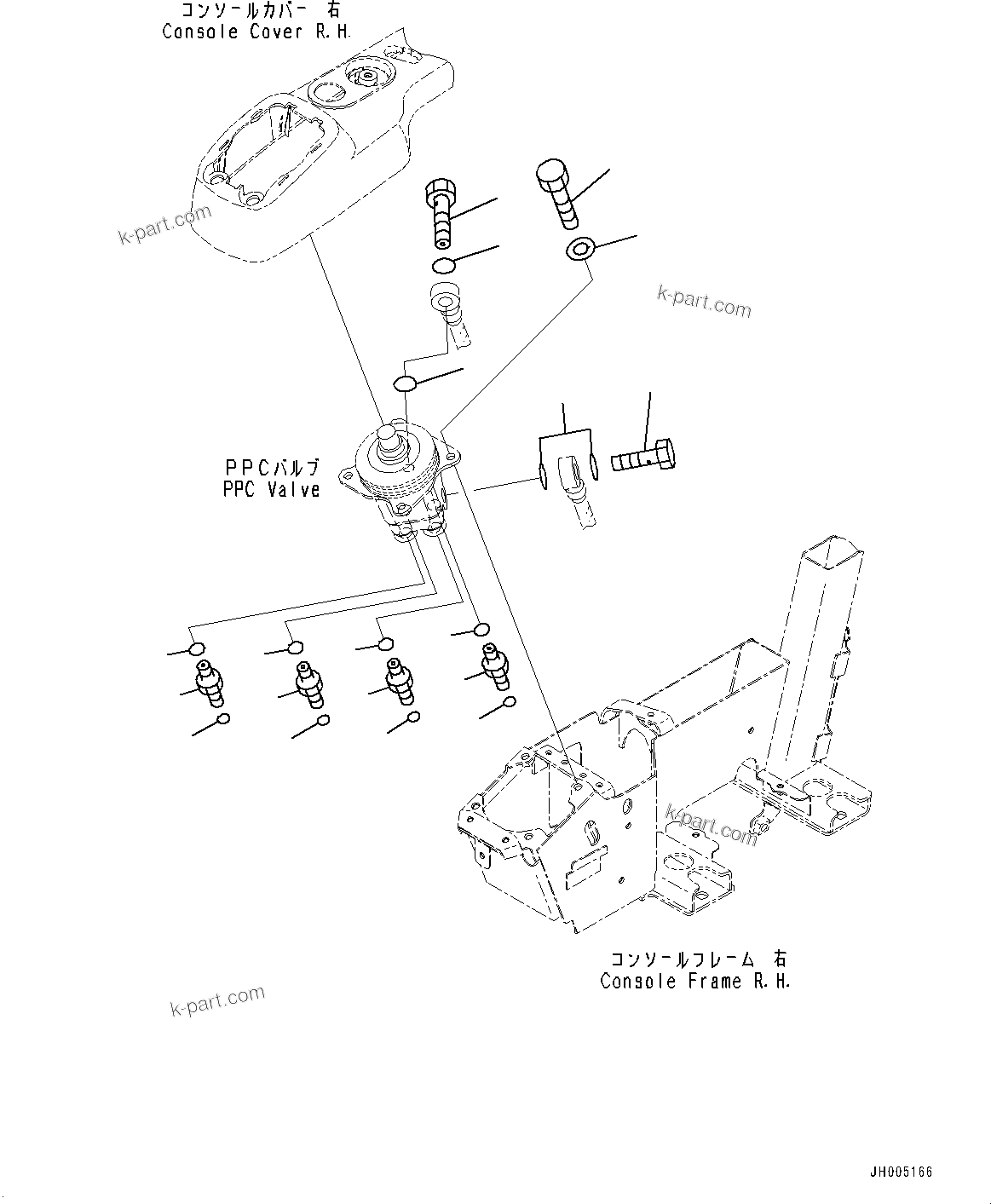 Komatsu parts book diagram for PC200LC-8M0 S/N C10001-UP: CAB, FLOOR, PPC VALVE MOUNTING FOR WORK EQUIPMENT, R.H.(#C10001-C13137)