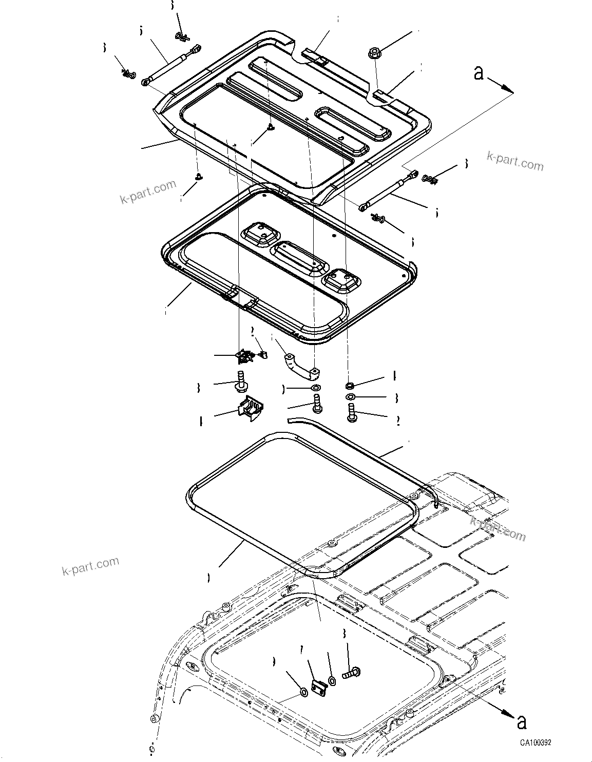 Komatsu parts book diagram for PC200LC-8M0 S/N C10001-UP: CAB, ROOF VENTILATOR(#C13138-)