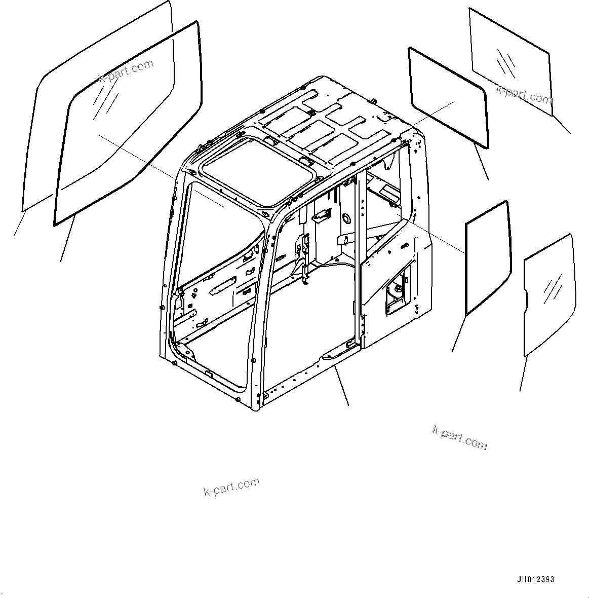 Komatsu parts book diagram for PC200LC-8M0 S/N C10001-UP: CAB, CAB BODY AND WINDOW(#C10001-)