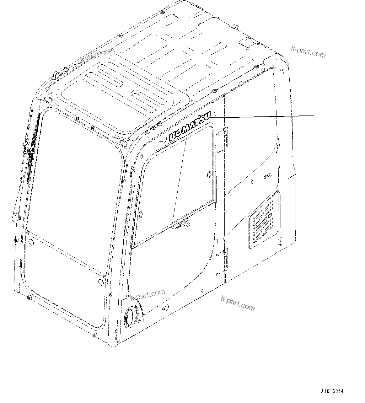 Komatsu parts book diagram for PC200LC-8M0 S/N C10001-UP: CAB, KOMATSU MARK (AUSTRALIA SPEC.)(#C10001-)